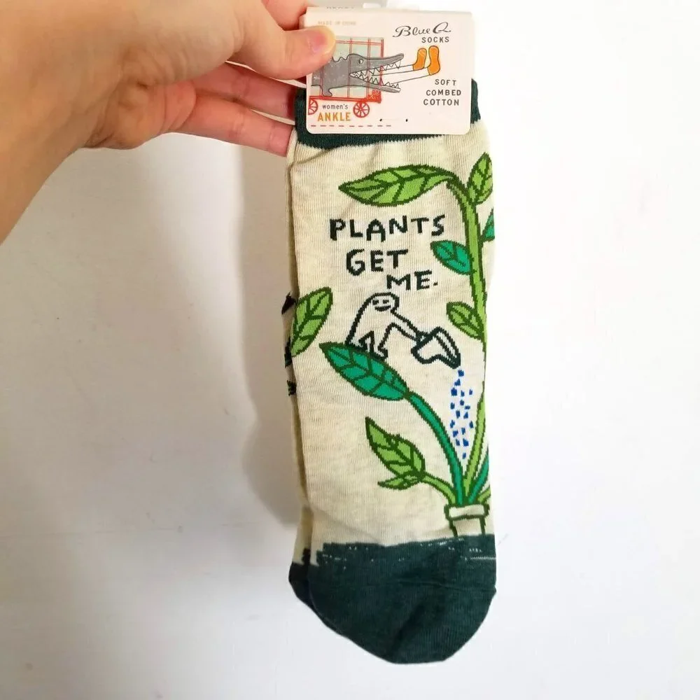NEW Blue Q Plants Get Me Ankle Socks Shoe Sz 5-10